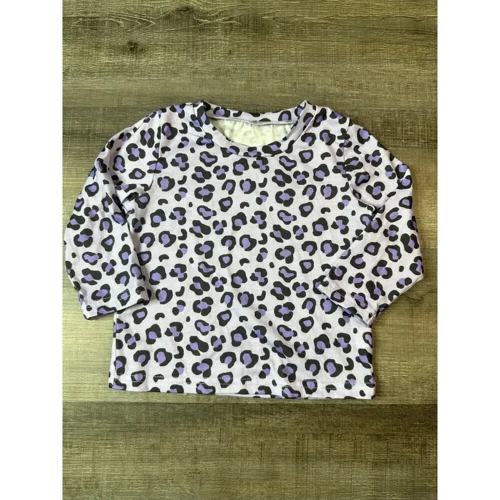 Purple Animal Print Long Sleeve Pants Pajama Set 12-18Months